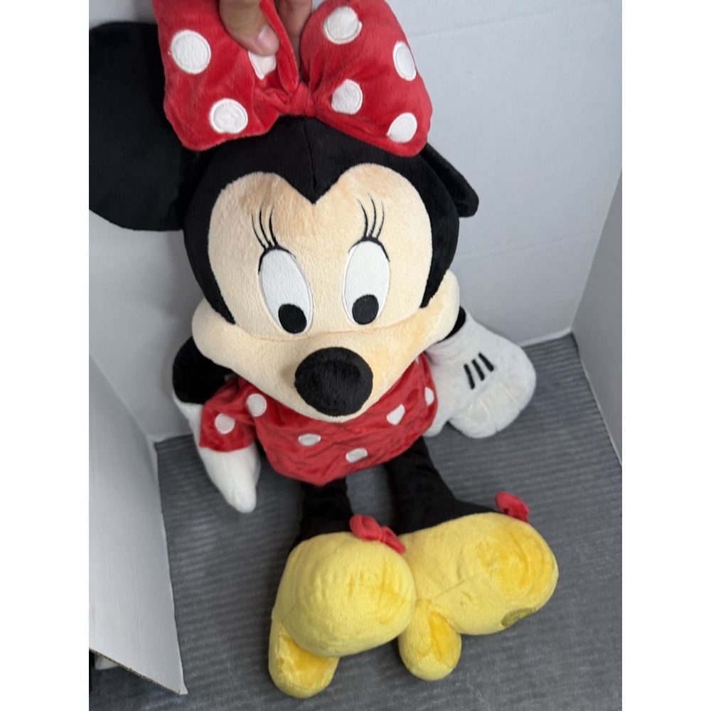 Disney Store Minnie Mouse Stuffed Plush Large 29in Red White Polka Dot Dress Bow